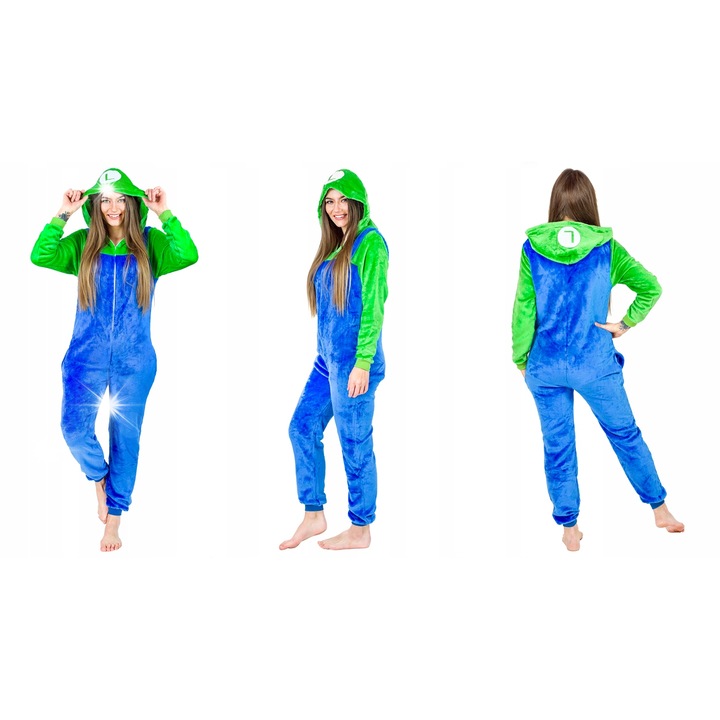 Luigi Mario Onesie jelmez kigurumi pizsama zöld piros S