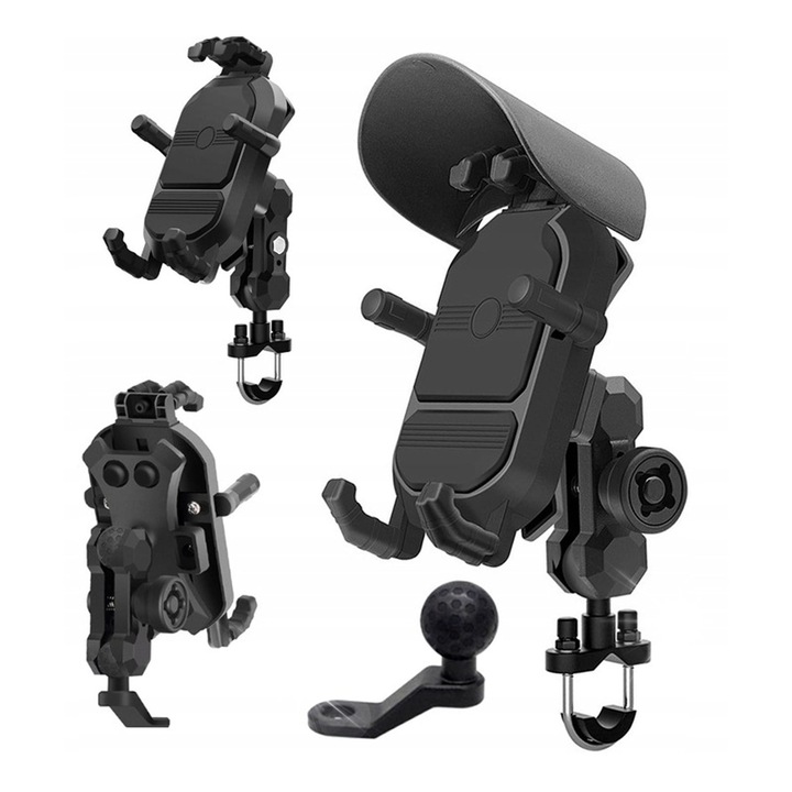 Suport telefon moto DKM antivibratii antifulger negru 130x90x14mm