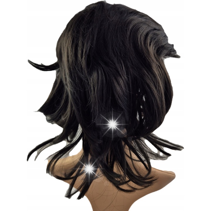Peruca retro DKM, lunga, neagra, 50cm, cosplay