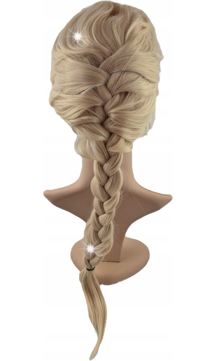 Peruca blonda DKM Elsa Kraina Lodu, lunga 70cm, cu suvite metalice, pe plasa