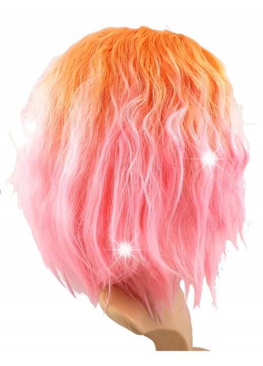 DKM Bob cosplay paróka 40cm ombre rózsaszín narancs