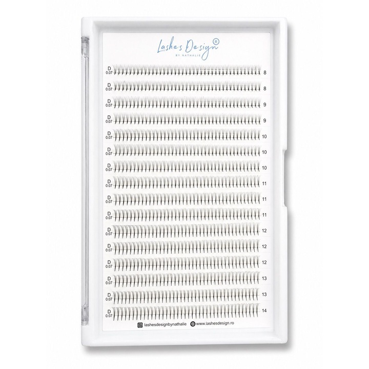Gene Pre-made Narrow 4D Curba D Mix 8-14 mm 640 smocuri, Lashes Design