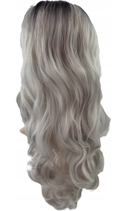 DKM Ombre paróka fekete ezüst szürke 70cm hosszú lace front