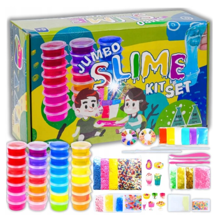 Kreatív Slime készlet WTM XXL, 28 szín, különféle kiegészítők, 2kg