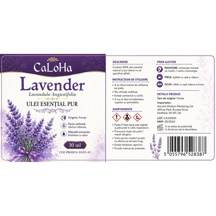 ULEI ESENTIAL PUR DE LAVANDA, 10 ml, aroma relaxanta