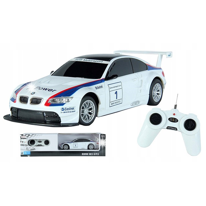 Спортна кола BMW M3 Rastar 1:24, с дистанционно управление, черна, 18x5x8.5см