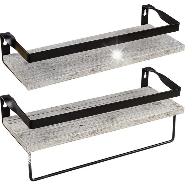 2 db Stilista Volato Duo fali polc, fehér, 40x15x1,5cm, rusztikus
