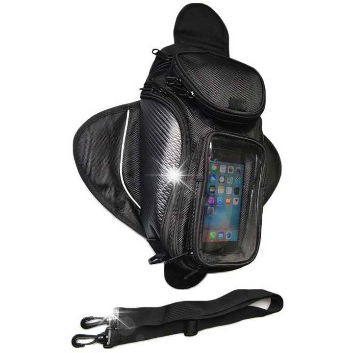 DKM TANKBAG mágneses motoros táska, fekete, 48x20x15cm