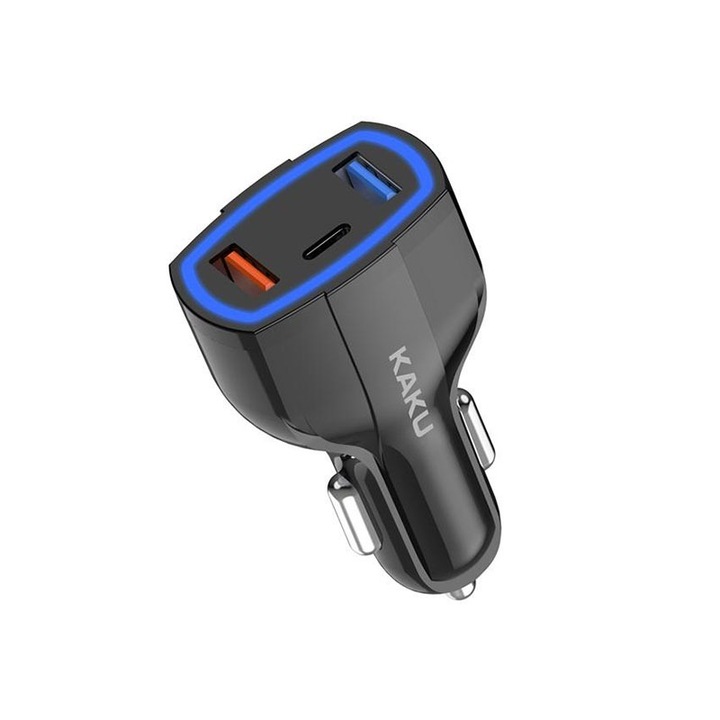 Incarcator auto Kaku KSC-485, 20W, 1xUSB-C, 2xUSB-A, PD, QC 3.0, Negru