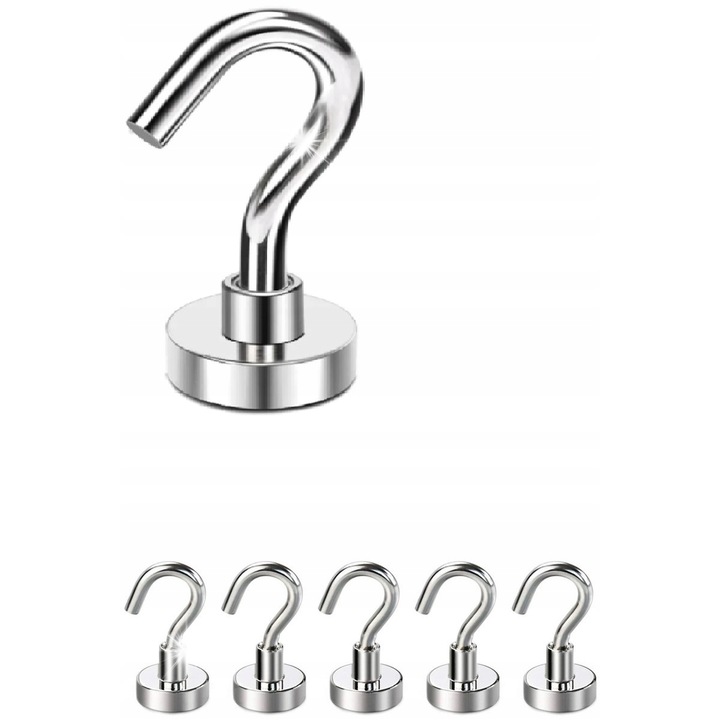 Set 5 carlige magnetice DKM 22kg 25x42mm