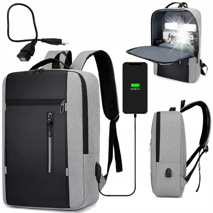 Раница DKM за лаптоп 17 инча USB черна 43x31x12см 16L