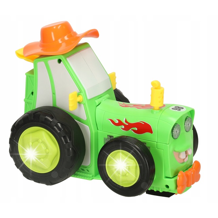 Tractor jucarie Ikonka RC saltaret verde 17x15x13cm