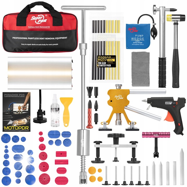 Set scule auto Ragnar Moto PDR 104 piese pentru indepartare si tragere lovituri caroserie