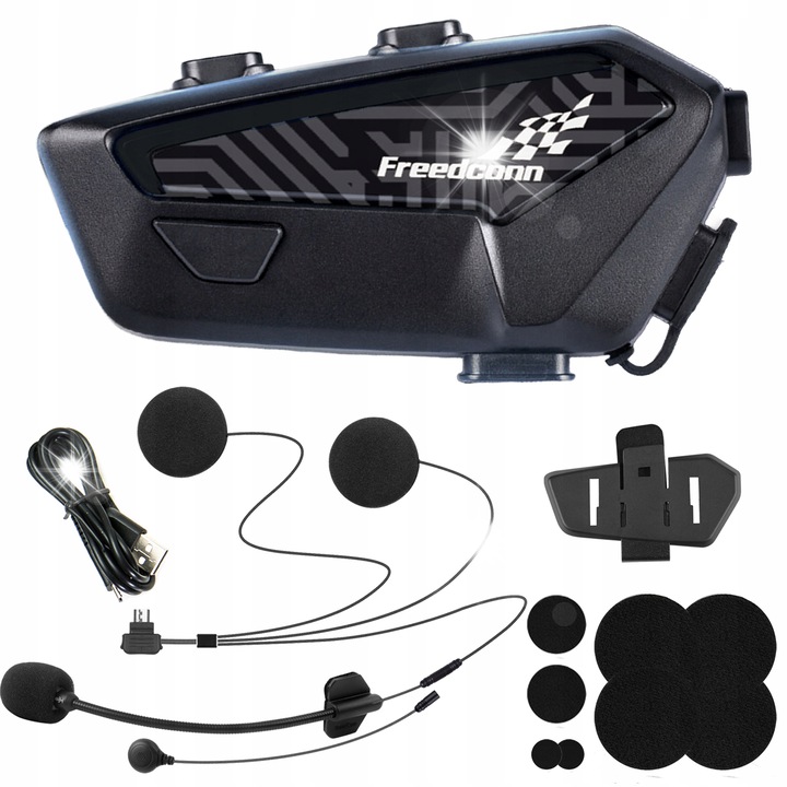 Intercom Moto Freedconn F1 Plus V2 Bluetooth 5.4 Albastre 84x40x20mm
