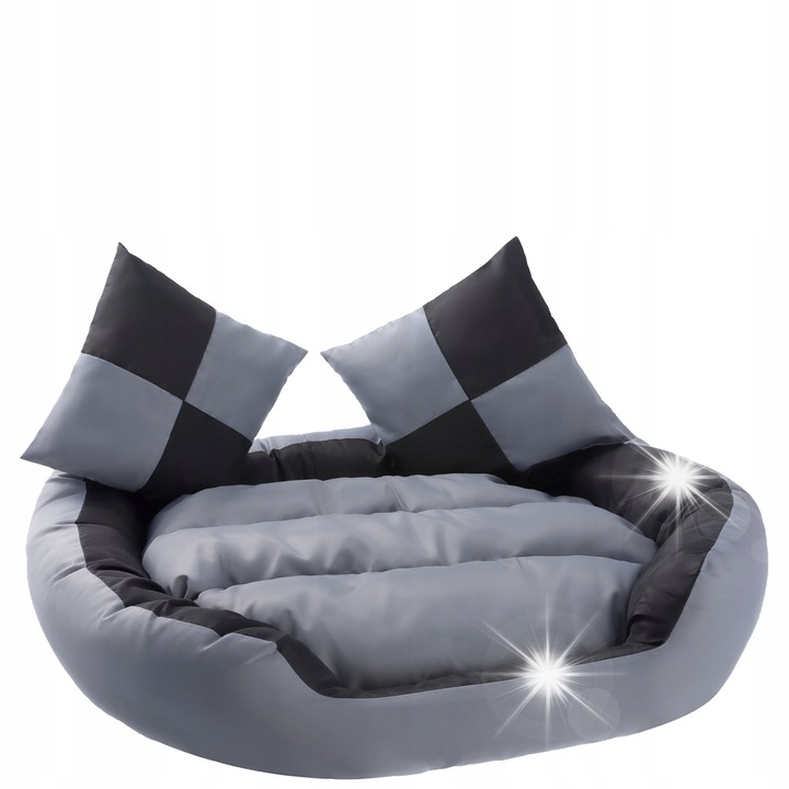 PETSTUFF kétoldalas kutyaágy 65x50x20cm szürke-fekete
