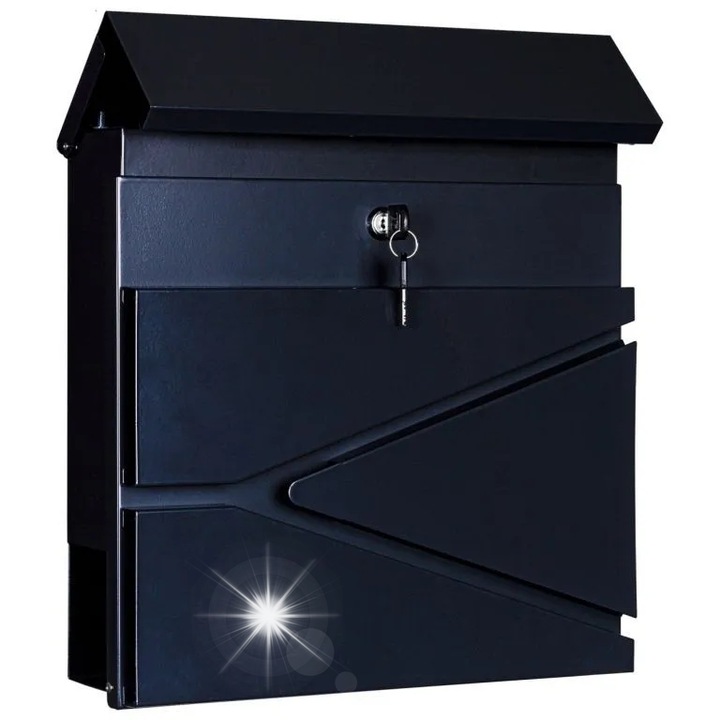 Stilista postaláda 37x36x10,5cm fekete acél falra szerelhető