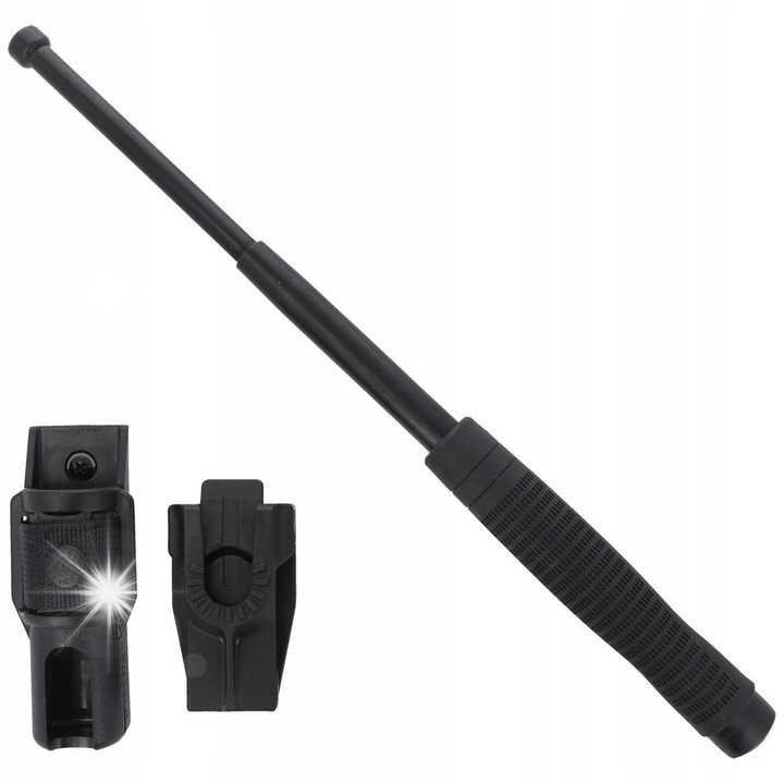 Baston telescopic ESP 16", ergonomic, negru, 40x2.7cm, cu toc rotativ 360°