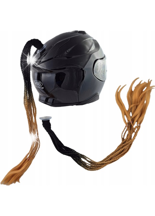 Set 12 cozi impletite DKM, fixare ventuza si banda adeziva, negru, 60-70cm