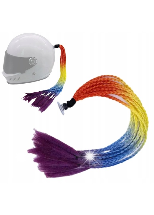 Set 12 cozi impletite DKM pentru casca motocicleta, fixare ventuza si banda adeziva, 60-70cm