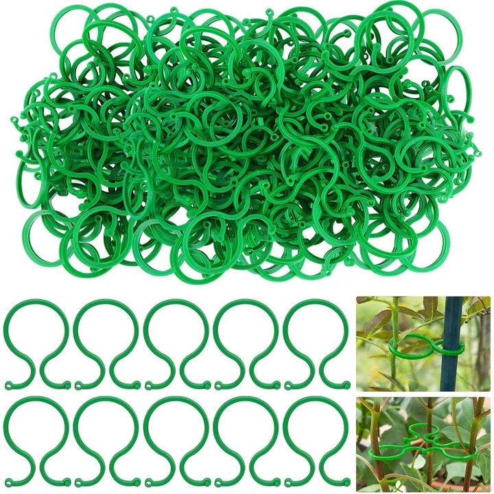 200 db növényrögzítő kapocs készlet, műanyag, 2.7x 4 cm, Lunniquee®, zöld