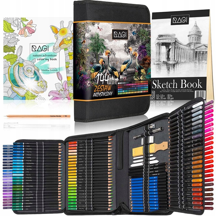 Set creioane colorate si creioane Ragi 148 piese multicolor 29x22x6cm