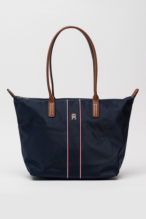Tommy Hilfiger, Geanta shopper de nailon cu insertii de piele Popette, Bleumarin