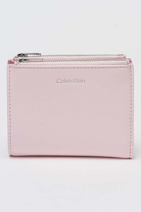 CALVIN KLEIN, Portofel pliabil de piele ecologica, Roz pal