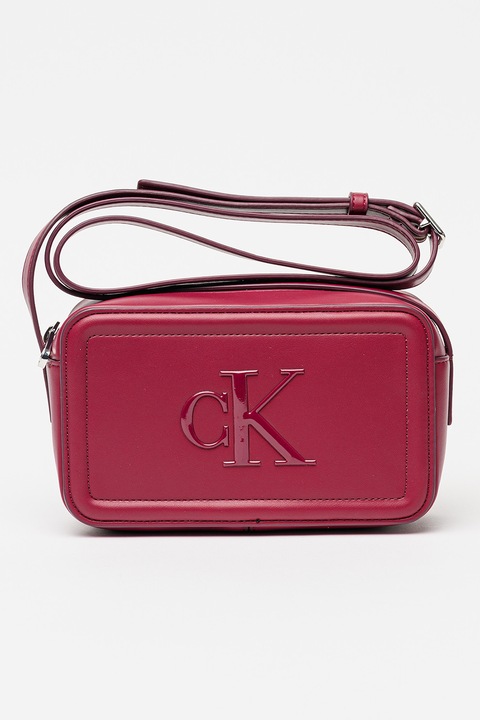 CALVIN KLEIN, Geanta crossbody de piele ecologica cu logo in relief, Violet tyrian