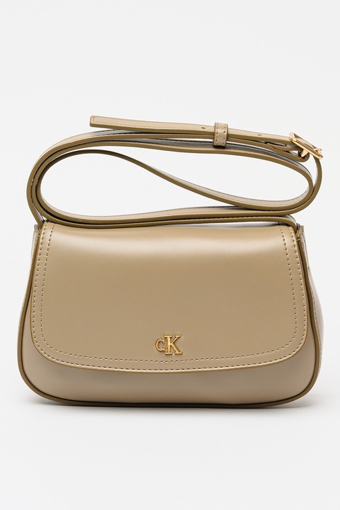 CALVIN KLEIN, Geanta crossbody de piele ecologica cu bareta ajustabila, Maro taupe
