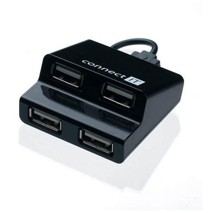 Connect IT STEP 4 portos USB elosztó, fekete
