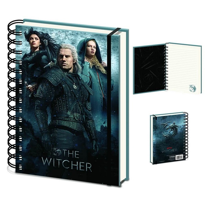 PYRAMID The Witcher DPL10 spirálfüzet, vonalas, illusztrált borító, A5, sötétkék, 1 db