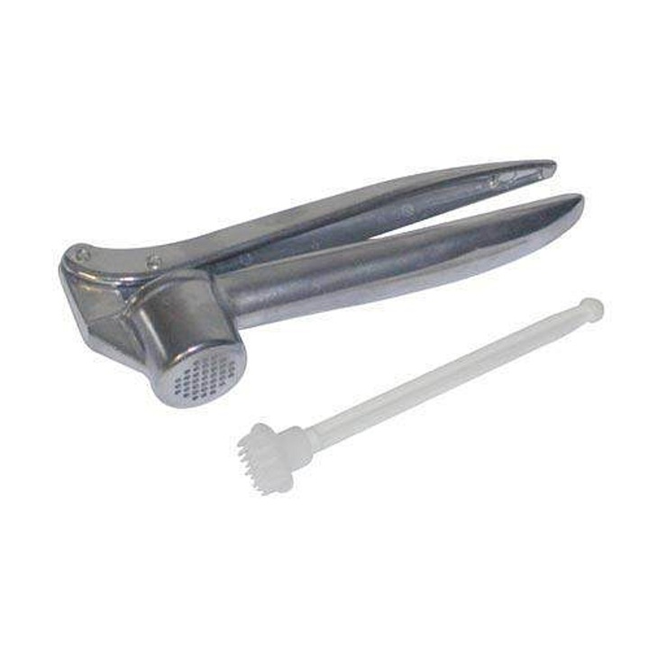 LODOS PH fokhagymanyomó/hámozó, fém, műanyag tisztítóval, 15 cm, inox