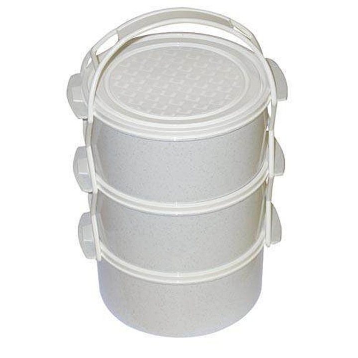 RENOSTAV 3x1,5 l PH ételszállító, 3 egymásba illeszthető darab fogantyúval, műanyag, fehér, 3 x 1,5 l