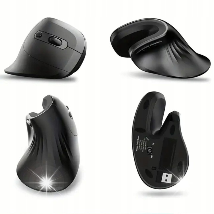 Egér függőleges vezeték nélküli ergonomikus 2.4G USB fekete