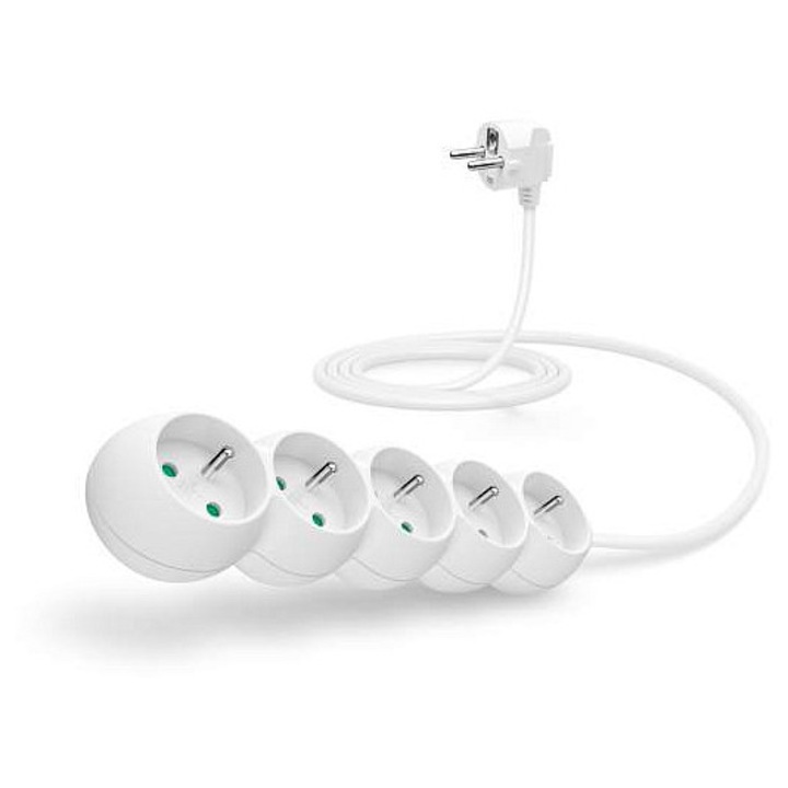 Connect IT hosszabbító, 5 aljzat, 45 fokos szög, gyermekvédelem, fehér, 2m