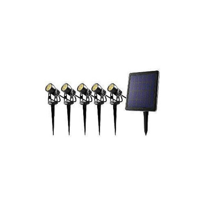 Set 5 spoturi solare RETLUX RGL 119, 200 lm, acumulator Li-Ion 4000mAh, Negru