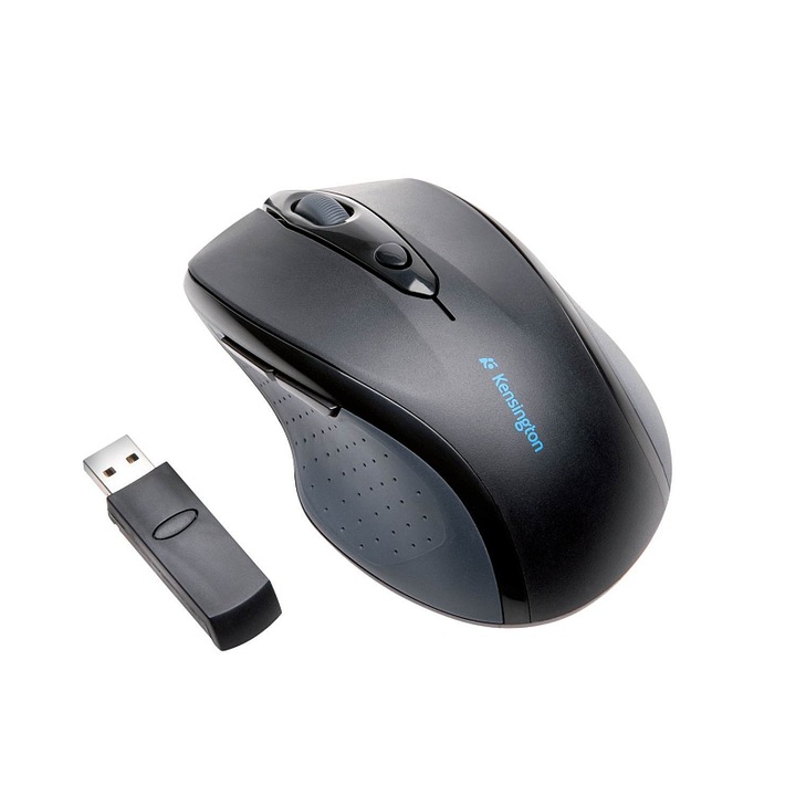 Kensington Pro Fit teljes méretű ergonomikus vezeték nélküli egér, állítható felbontás 800/1200/1600 DPI, fekete, 1 db