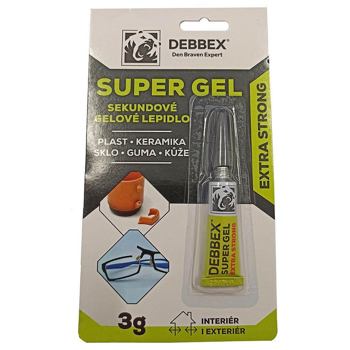 DEBBEX Super Gel ragasztó gél, gyors kötésű, műanyaghoz/kerámiához/üveghez/bőrhöz/gumihoz, átlátszó, 3 g