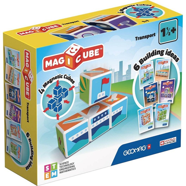 Set constructie Geomag Magicube transport magnetic 4 piese 3D