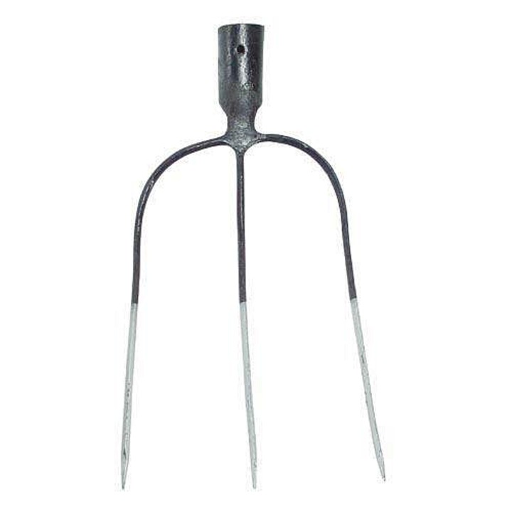 M.A.T. GROUP kovácsolt villa 3 foggal, nyél nélkül, szénához és komposzthoz, fekete, 0.7kg