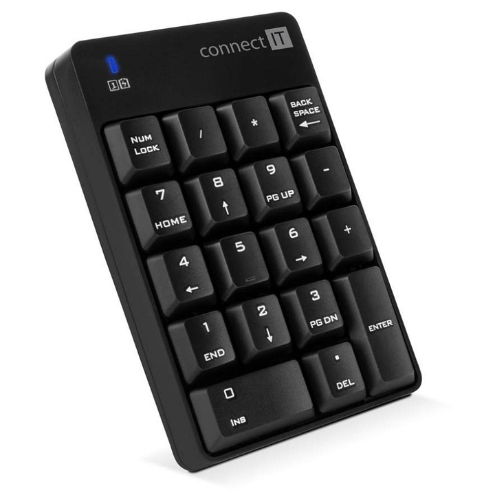 Connect IT NumCalc vezeték nélküli numerikus billentyűzet, fekete, 8.3x12.5x2.3cm