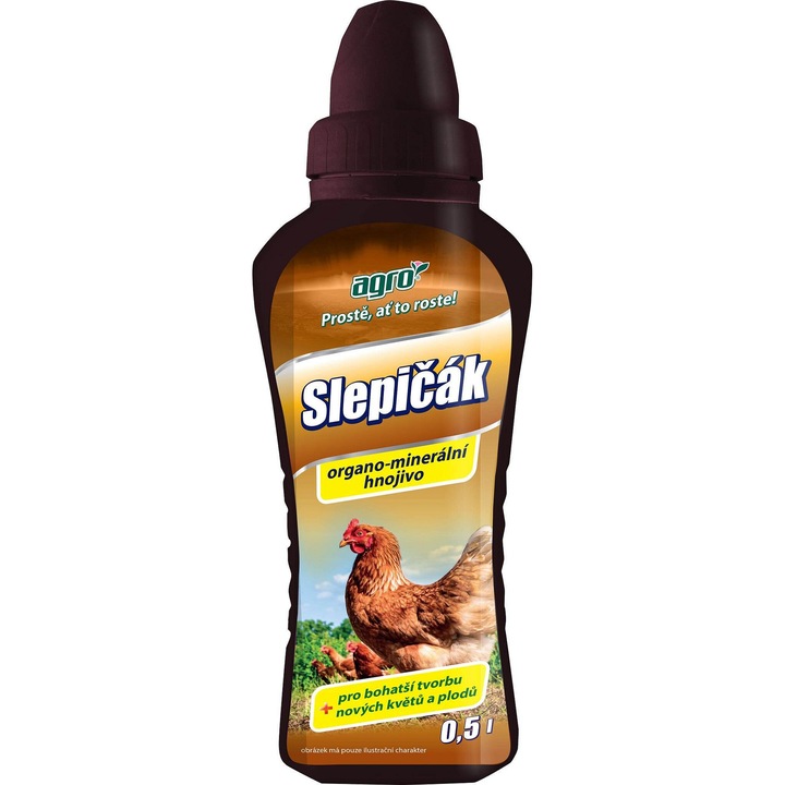 Agro Slepicak folyékony műtrágya, 0.5 l, szerves-ásványi, virágokhoz és gyümölcsökhöz