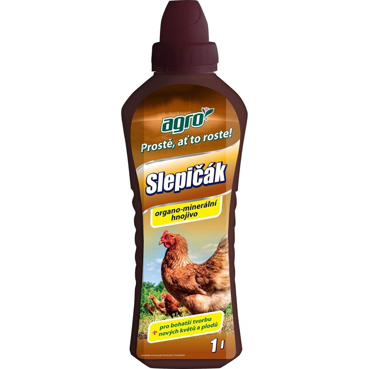 Ingrasamant fertilizator Agro Slepicak organo-mineral pentru fructe si flori, Maro, 1 l