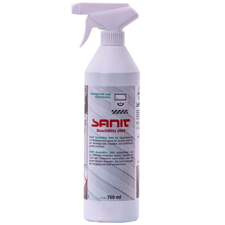 Zuhanytisztító oldat 750 ml vízkőoldó, erős formula és friss illat