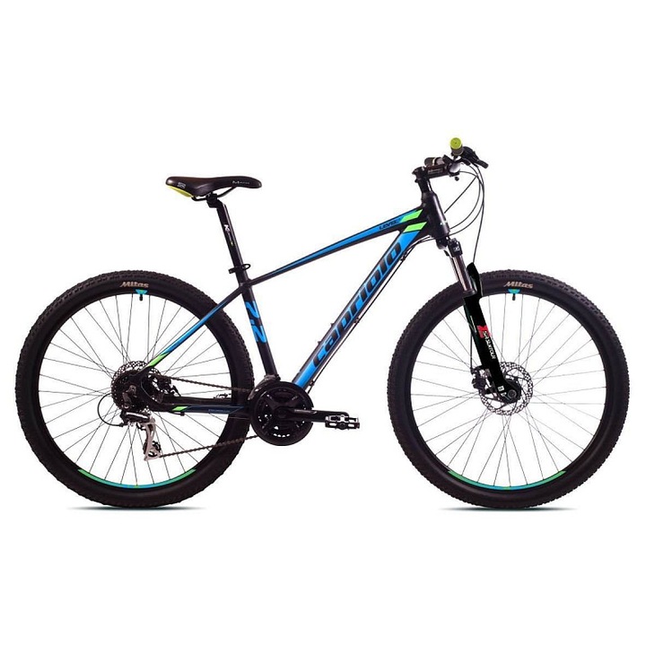 Планински велосипед Capriolo Level 7.2, 17" алуминиева рамка 6061, 27,5" колела, 24 скорости Shimano, вилка Suntour SF18 XCE28 DS 100 mm, механични дискови спирачки Shimano, син