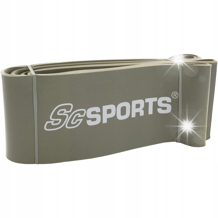 Фитнес ластик Scsports, съпротивителен, сив, 208x10,1см, комплект с калъф за съхранение