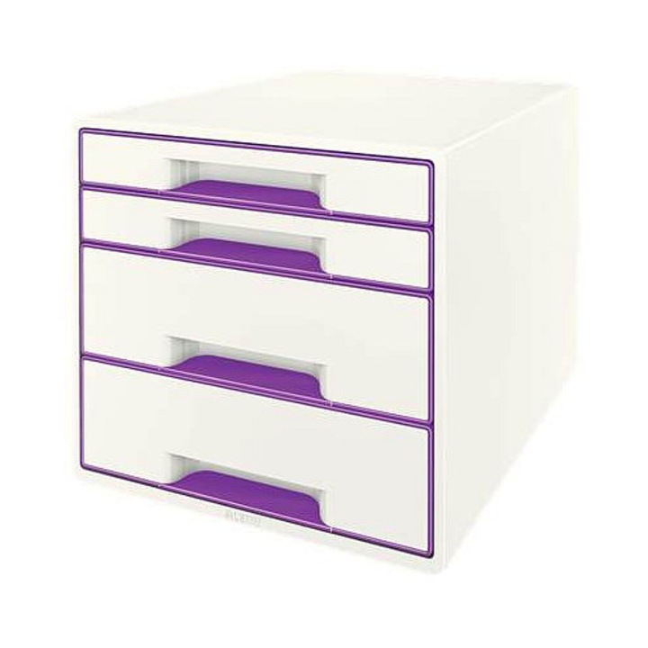 Cutie cu sertare Leitz WOW CUBE, 4 sertare, mov, A4 Maxi
