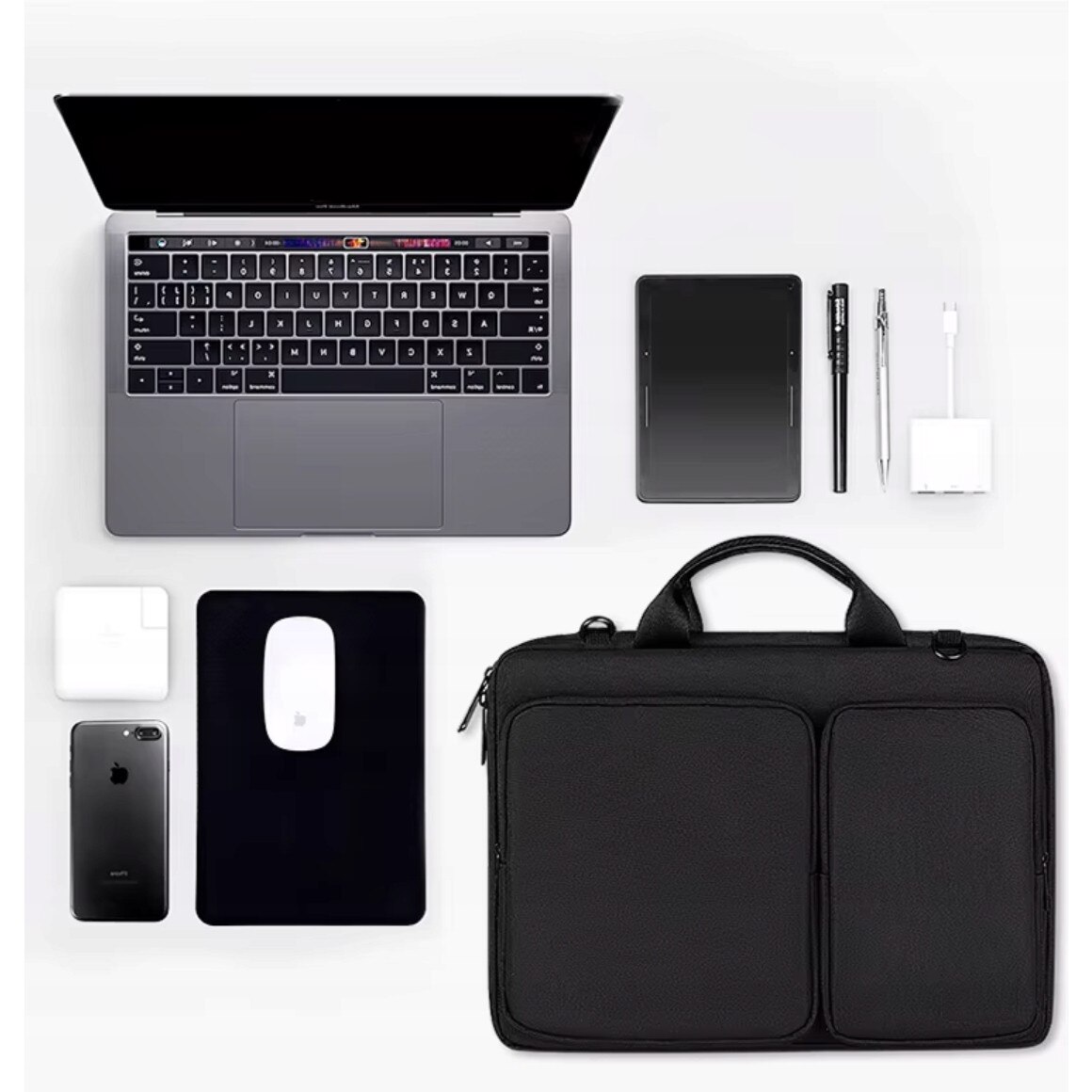 Geanta laptop DKM 13,3 inch rezistenta la apa, captusita, negru 34,5x24,5x4,5cm