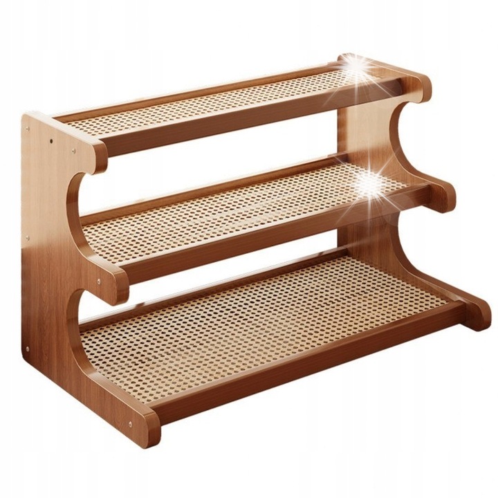 Ecarla többfunkciós polc, bambusz rattan, 3 szintes, natúr, 19x50x31cm
