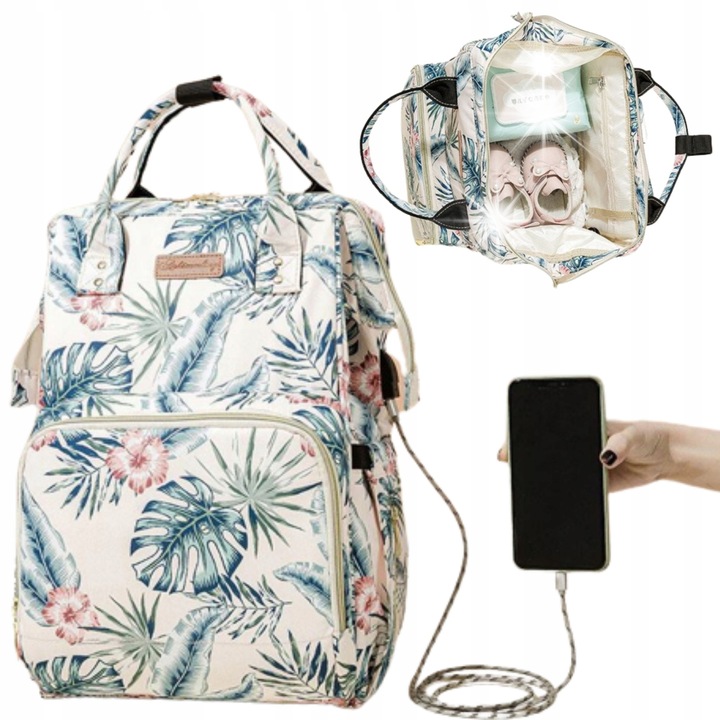 Раница Ecarla органайзер за родители с USB 40x26x18см